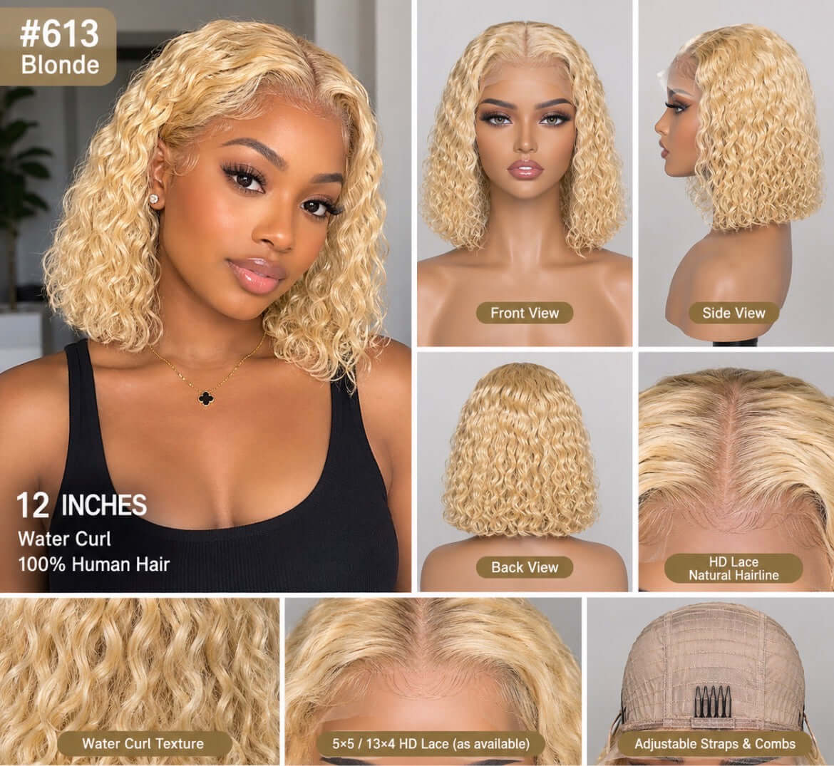 100% Human hair water curl