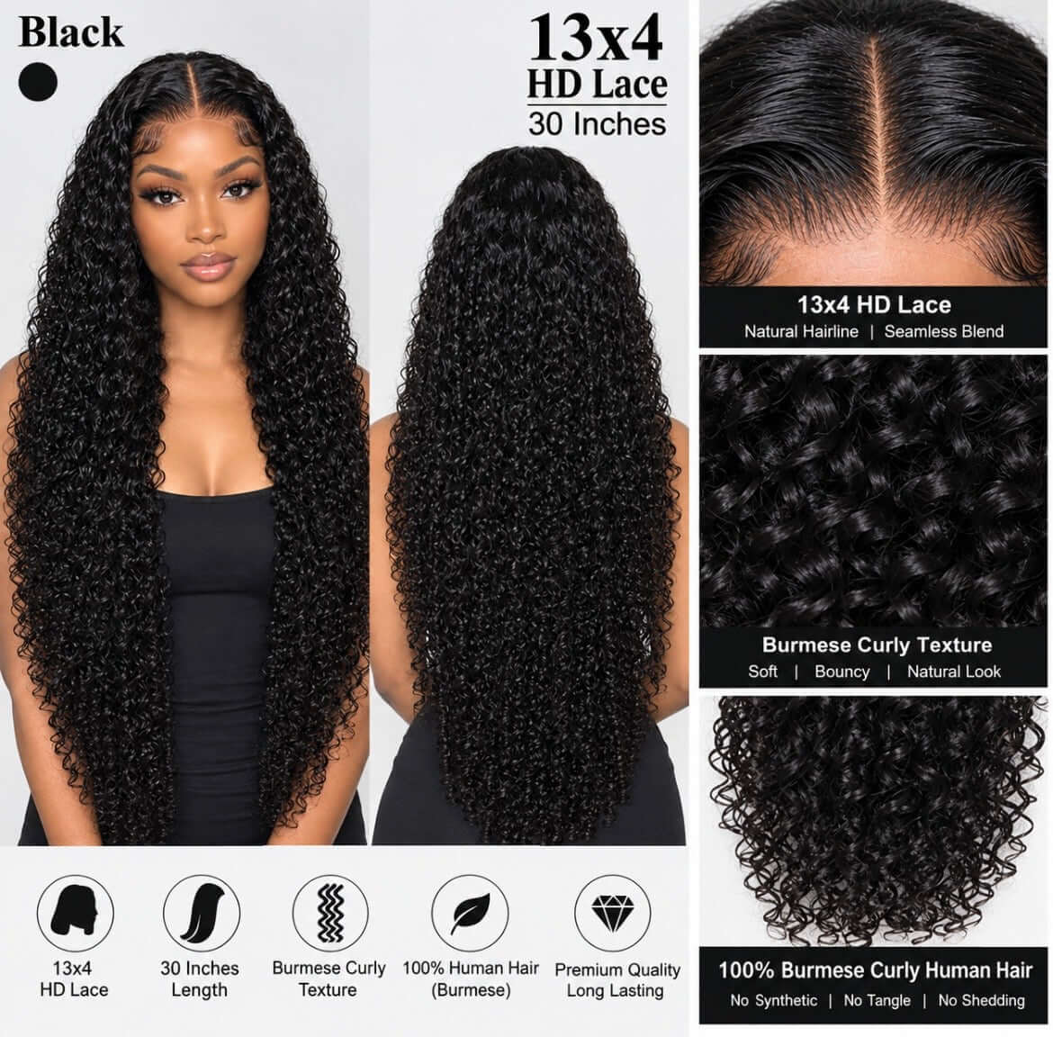 100% burmese curly Human hair