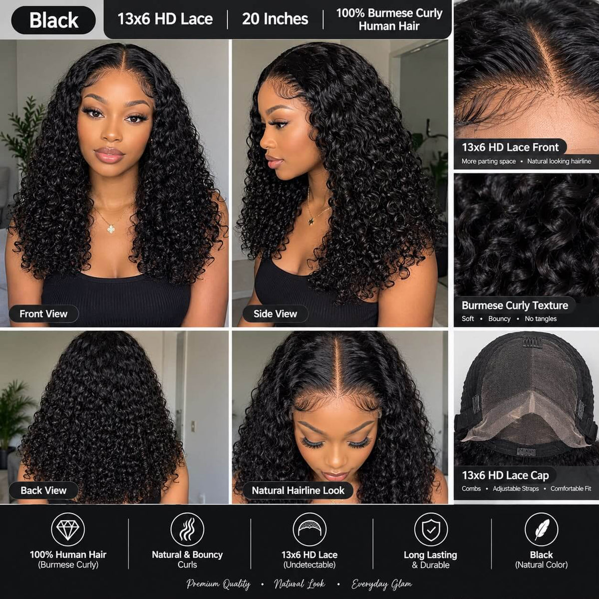 100% burmese curly Human hair