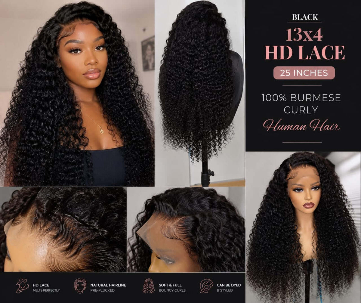 100% burmese curly Human hair