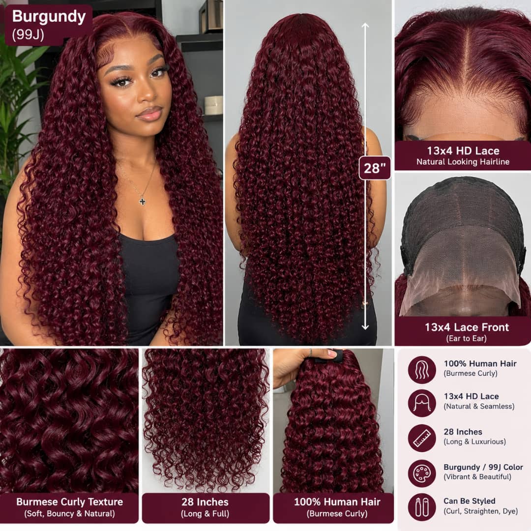 100% burmese curly Human hair