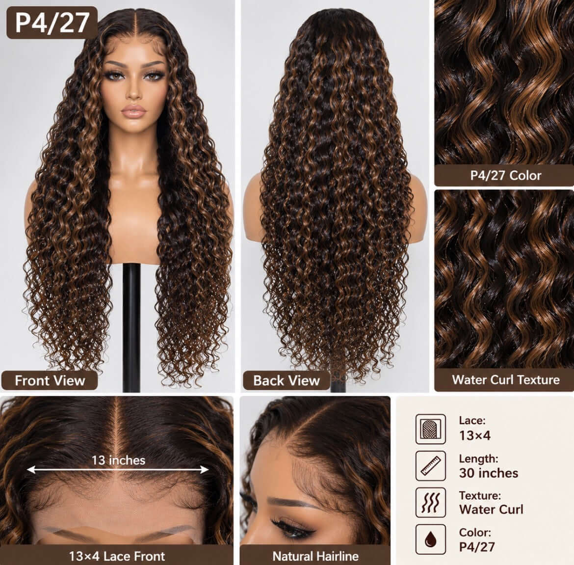 100% Human hair water curl