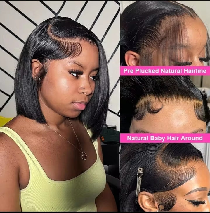 Classic and premium Hair 13 x4 HD Glueless   Vietnamese Natural Straight Bob wig