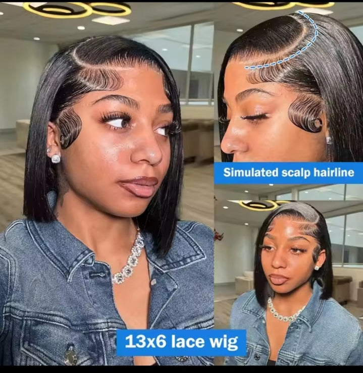 Classic and premium Hair 13 x4 HD Glueless   Vietnamese Natural Straight Bob wig