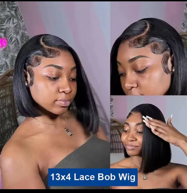 Classic and premium Hair 13 x4 HD Glueless   Vietnamese Natural Straight Bob wig
